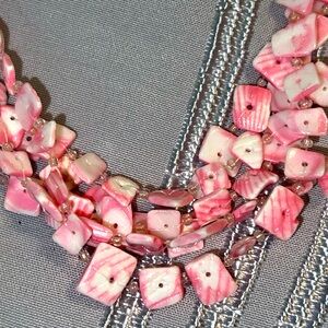 Vintage Multi-Strand Pink & White Shell Necklace
